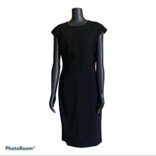 LAFAYETTE 148 black viscose classic midi dress 10