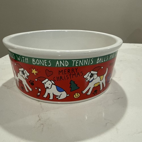 Riviera Van Beers Christmas Dog Food Bowl - Large and Heavy Holiday Bowl