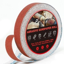 Emery Cloth Roll, 120 Grit Sandpaper Roll, 1" x 98 Feet Long Red Continuous S...