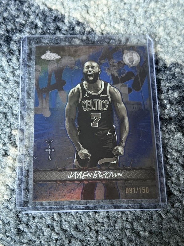 2025-26 Topps Chrome Cactus Jack Jacked Up Jaylen Brown Blue /150 #JU-12