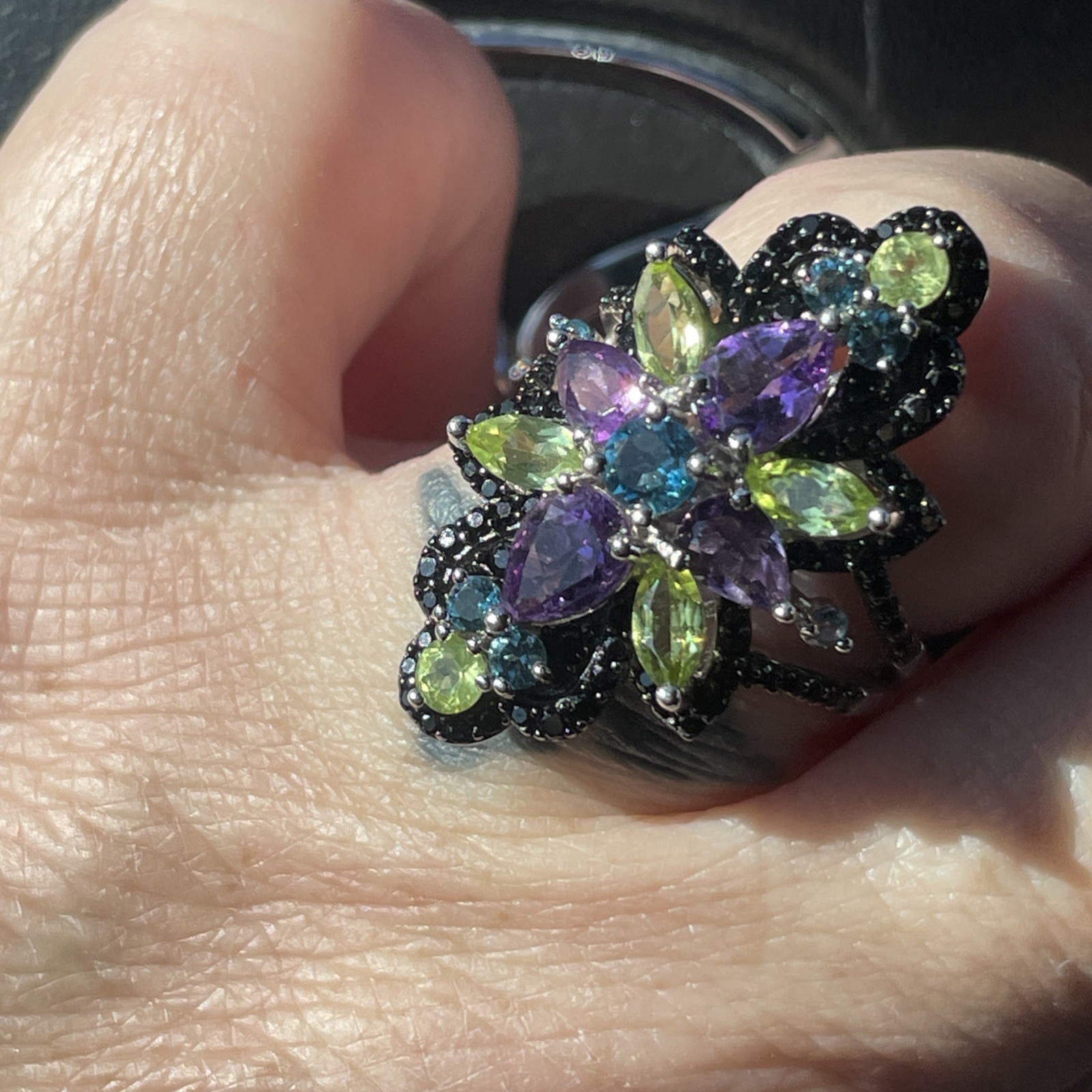 DK Multi gemstone Ring Size 9 - image 6