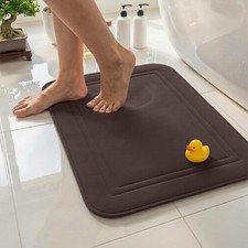 Memory Foam Bath Mat 24x16 Inch Non Slip Machine Washable Chocolate Brown