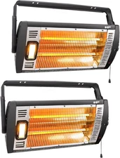 Electric Garage Heater 120V 2 Packs, 750/1500W Ceiling Mount Space Heater for