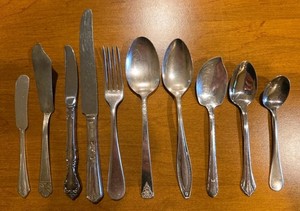 Vintage Silverplate Mixed Brands Serving Pieces Knives Fork Spoons Ten Pieces