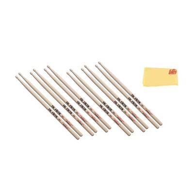 Extreme 5A Drumsticks - 6-Pack Bundle with Austin Bazaar Polishing Cloth