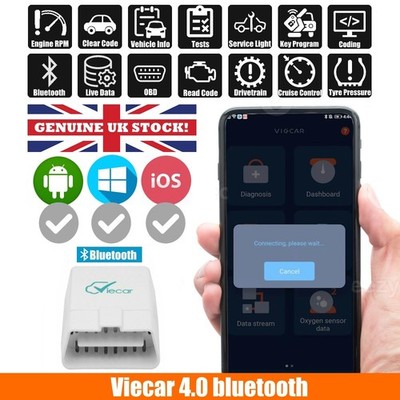 G22 Viecar 4.0 Bluetooth OBD2 Scanner Codeleser für iPhone Android ELM327 UK