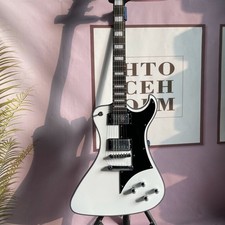 White Firebird Electric Guitar HH Pickup Black Pickguard Chrome Hardware