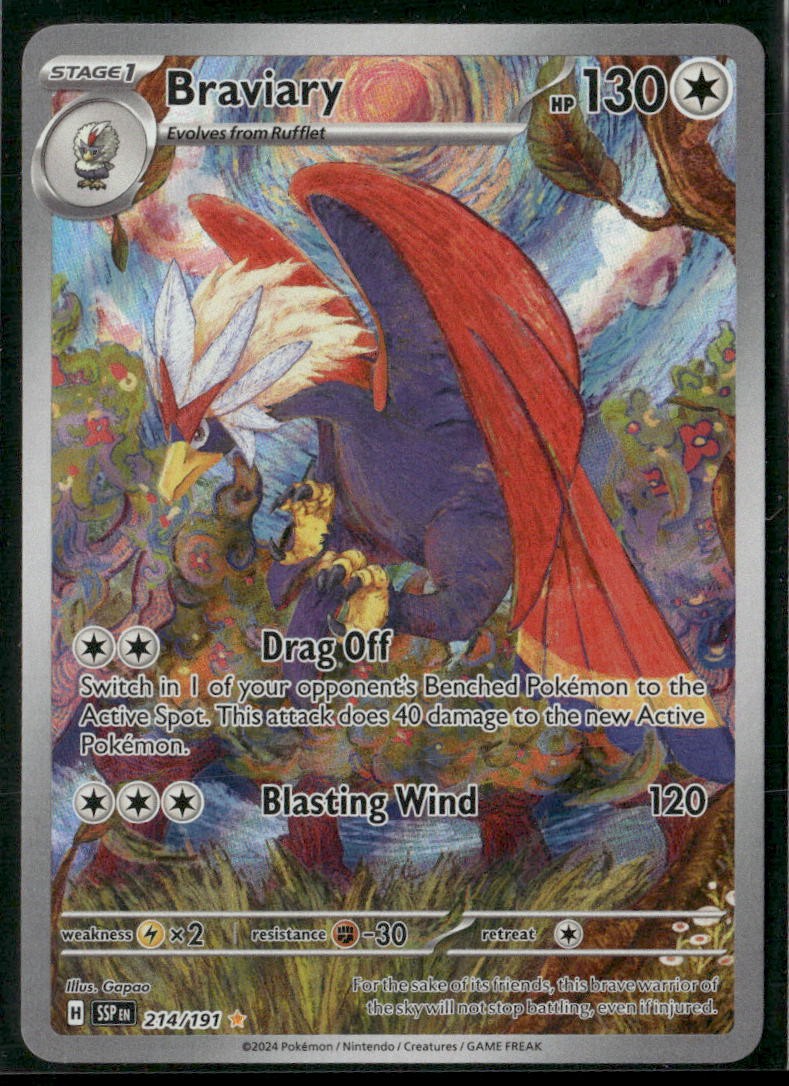 Braviary Surging Sparks 214/191 Illustration Rare Holo Pokemon Near Mint