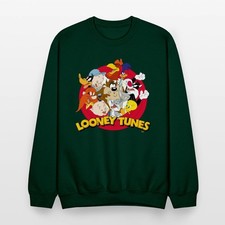 Looney Tunes Character Group Graphic T-shirt Beige Crewneck Pullover Sweatshirt