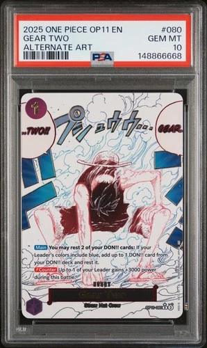 2025 One Piece Gear Two Alternate Art Event Rare OP11-080 PSA 10