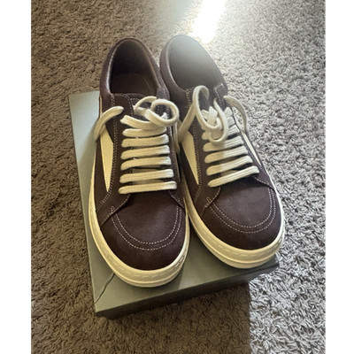 Rick Owens Men's Brown Canvas Lace-Up Sneakers US 13 Rubber Sole White Accent