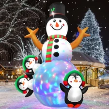 6.3 FT Christmas Inflatable Snowman Outdoor Decoration with Build-in Multicol...