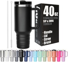 40oz Tumbler with Lid and Straw - Reusable Double Wall Insulated Stainless St...