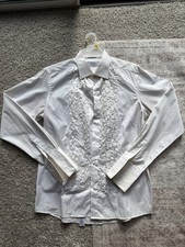Eton contemporary white formal dress shirt featuring a floral front, Size 43-17