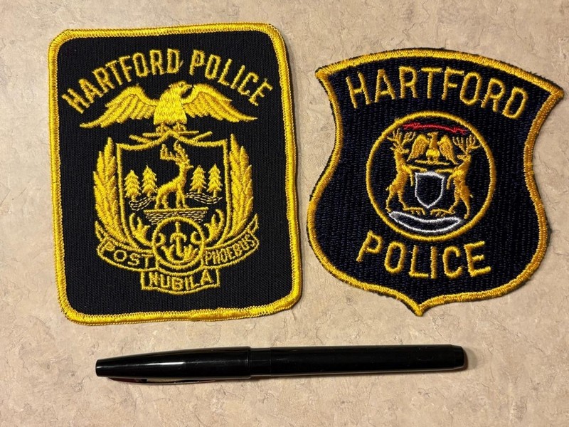 2 Hartford Connecticut , & Michigan Police Patches New Condition SKU#38476