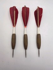 Vintage KWIZ Red Feather Brass Dart Set With Case