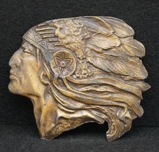 WB11113 VINTAGE 1970s CUT-OUT  INDIAN CHIEF W/ HEADDRESS  BELT BUCKLE