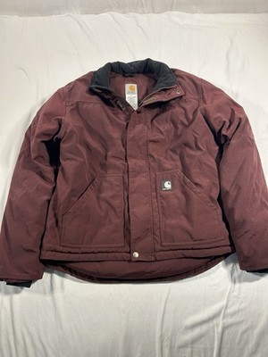 Carhartt Men s size XL Jacket/Coat Maroon Insulated Nylon Full-Zip Work J174 RDW