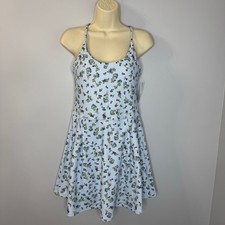 Sage Collective Racerback Light Blue Floral Mini Dress Tennis Golf Pickleball M