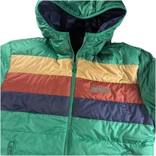 Outerknown Reversible Hooded Chromatic Puffer Jacket Men’s XL Marine Rainbow