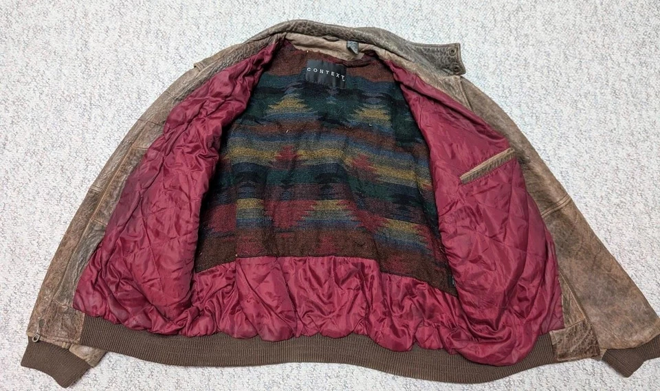 Chaqueta de cuero PATINA envejecida vintage años 90 XL mad max BOMBER motocicleta Foto 4 de 4