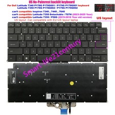 New US backlit keyboard For Dell Latitude 7340 7350 2-in-1 P178G P179G P179G001