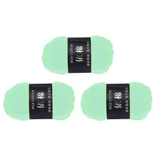 3Pcs Cotton Yarn Knitting Yarn Crochet Yarn 87.5Yard x 2.5mm, Water Green 