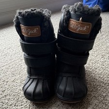 Cat  Jack Black Snow Boots Faux Fur Lined Hook  Loop Unisex Kids 7