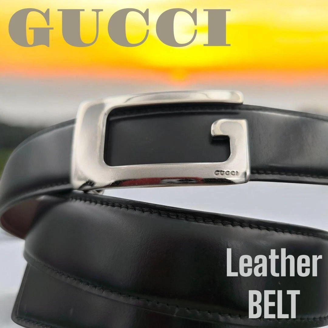 Gucci Ceinture Cuir Argenté Logo G Taille 30 32,7 Pouces Authentique Occasion