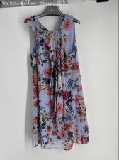 Vince Camuto Womens Blue Sleeveless Floral Knee Length Fit & Flare Dress Size 12