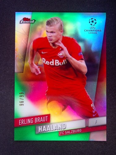 2019-20 Topps Finest UEFA Erling Braut Haaland #91 RC Green Refractor /99