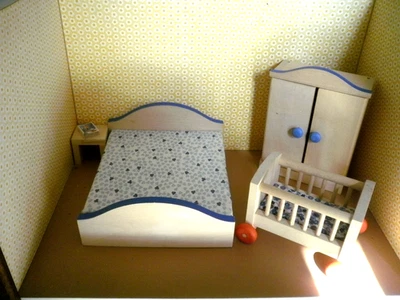 Puppenhaus- Puppenstube -Bodo Hennig -Schlafzimmer & Kinderbett- Midi Programm - Bild 1 von 4