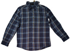 Eddie Bauer Men's 100 Cotton Easy Care Warm Brushed Twill Flannel Shirt Blue S