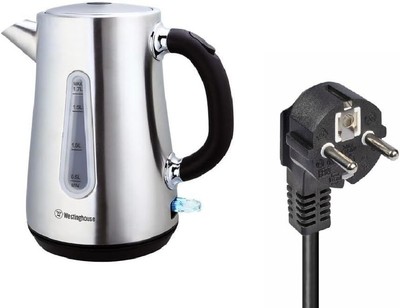 Westinghouse 220 Volt Kettle - Cordless - 1.7 Liter - Stainless Steel - Bundl...