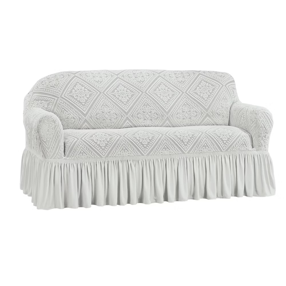 Collections Etc Stylish Trellis Design Ruffled Border Stretch Furniture Cover 4990₽