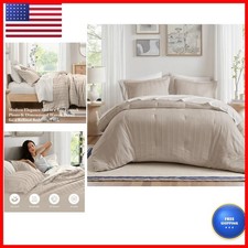 Madison Park Essentials Striped Comforter Set Cal King 7 Piece AM10-0567 Neutral