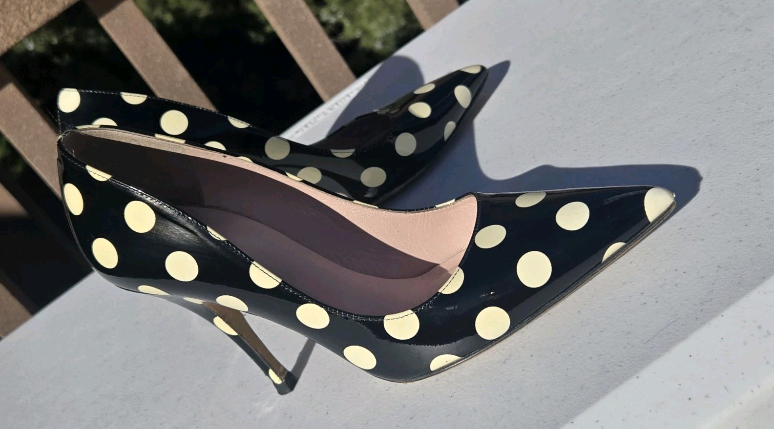 Kate Spade Licorice Shoe Heels Black & White polka dot pointed toe pumps Size 6  thumbnail 2
