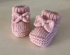Newborn Knitting Pattern Baby Bow Booties Paper Copy Easy To Follow DK 0-3 3-6 