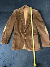 VTG Jaguar Corduroy Blazer Jacket L 42 Tan Brown Elbow Patch Vintage Retro