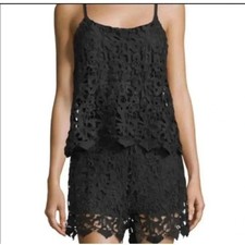 Romeo & Juliet Couture Black Lace Romper Size S Shorts Crochet Summer EUC! 0153