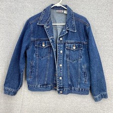 Vintage Bill Blass Jean Jacket Womens Medium Blue 80s Denim Trucker Heavyweight