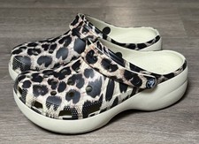Crocs Classic Platform Animal Remix Clog Leopard Womens Size 9