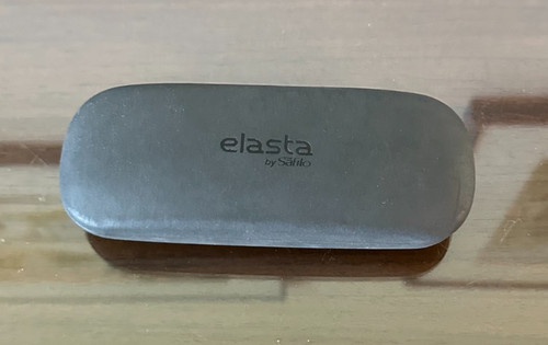 ELASTA Safilo Eyeglasses Sunglasses Hard Case Clam Shell GRAY w Tan Felt Liner