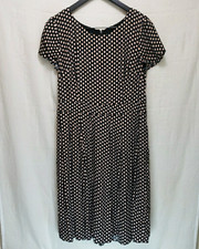 Talbots Black Diamond Geometric Print Fit & Flare Dress Lined Size 10