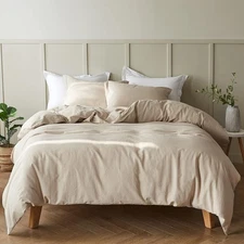 Simple&Opulence French Linen Duvet Cover Set 78" x 86"- 3 Pieces, Full size