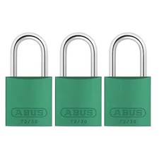 Abus 72/30 Ka X 3 Lockout Padlock, Keyed Alike, Aluminum, Green, 1 In Shackle