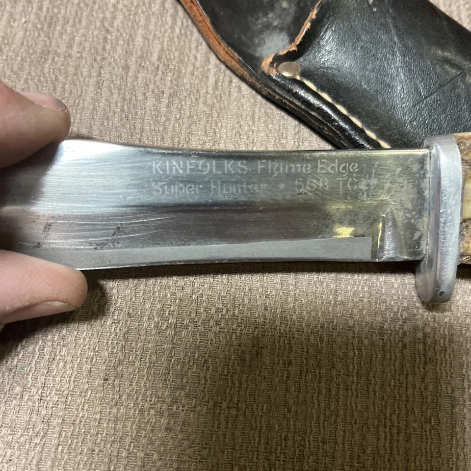 Vintage Kinfolks 568 TC Flame Edge, Excellent, Stag Orig. Sheath - Image 3 of 4