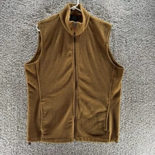 Woolrich Vest Mens Large Brown Full Zip Fleece Pockets Outdoors Hiking Chicory