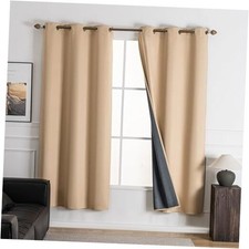 100 Blackout Curtains for Bedroom 72 Inch 52"W x 72"L Pack of 2 Beige