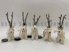 West Elm Pure Felt Reindeer Stag Antler Animal Scarf Ornaments S/5 4" #9085